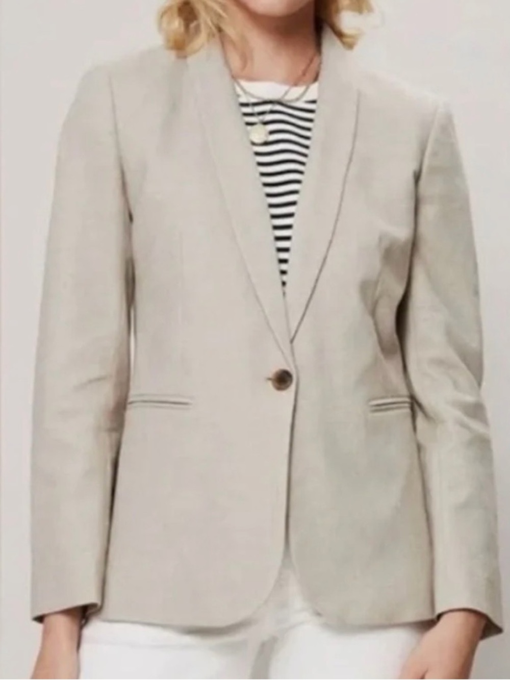 J. Crew Parke, Light Beige Linen Blazer.